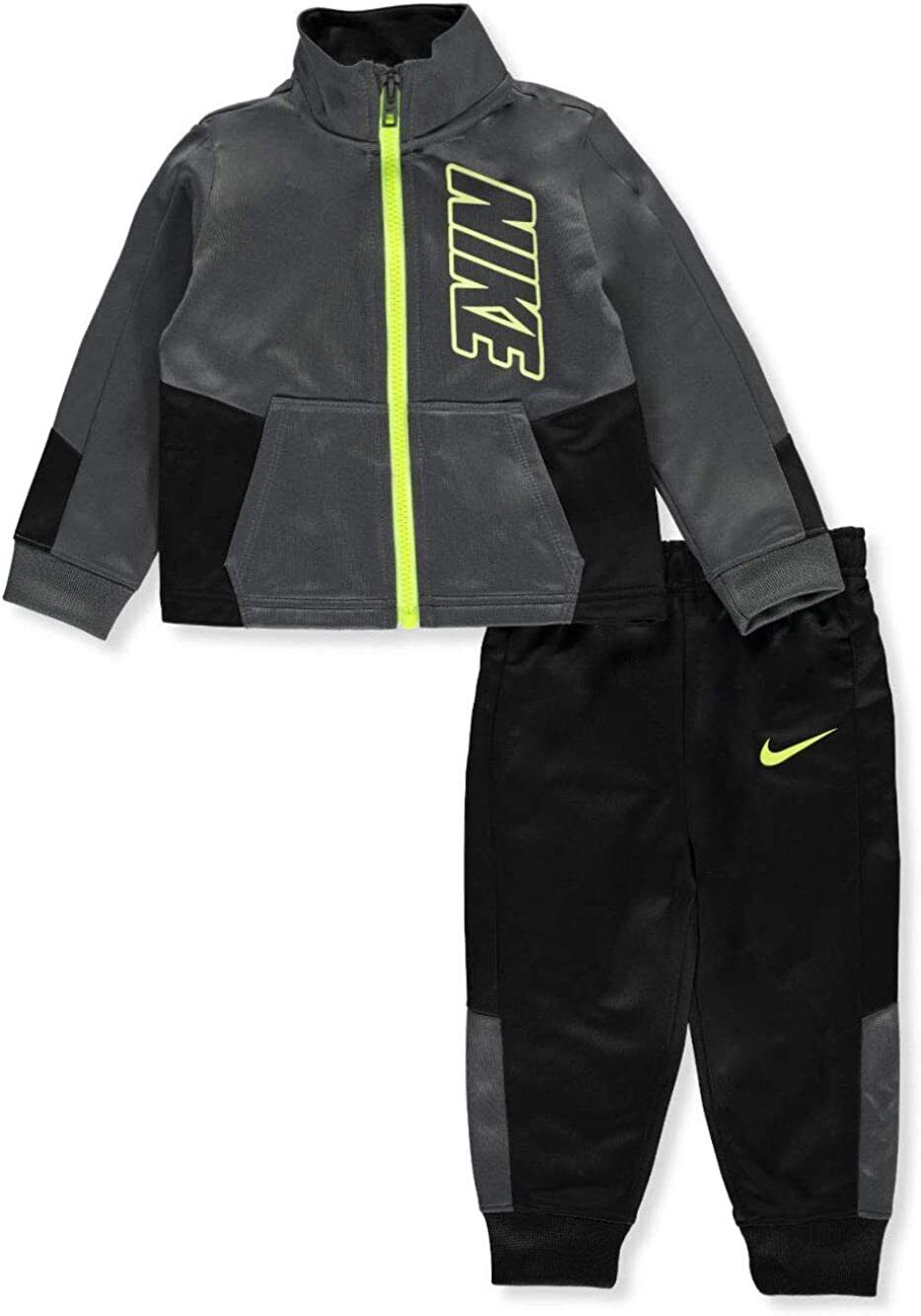 Nike Baby Boy's Grey/Black/Volt Tracksuit Jacket & Pants Set