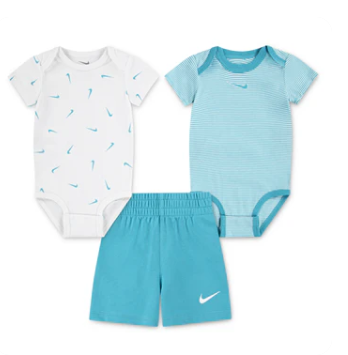 Nike Essentials Baby (0-9M) 3-Piece Striped Swooshfetti
