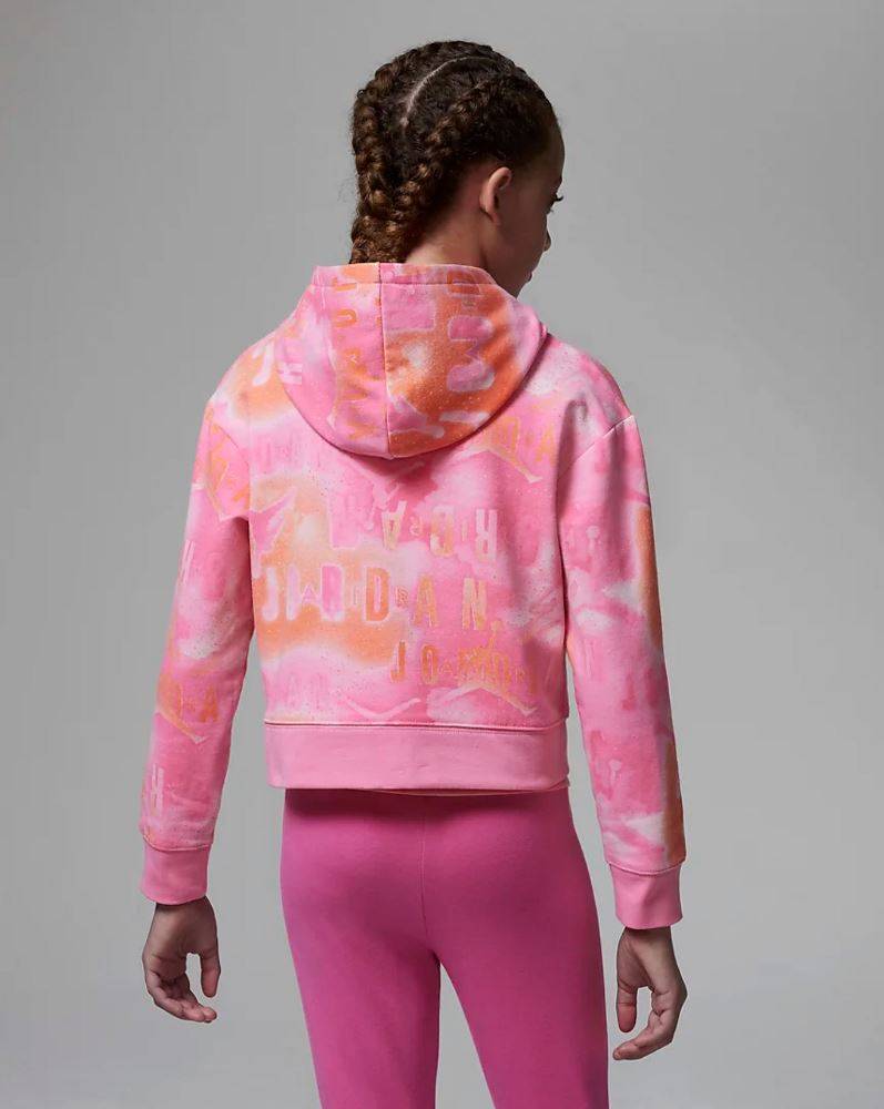 Jordan Girls Essentials AOP Boxy Teen Hoodie - Pink