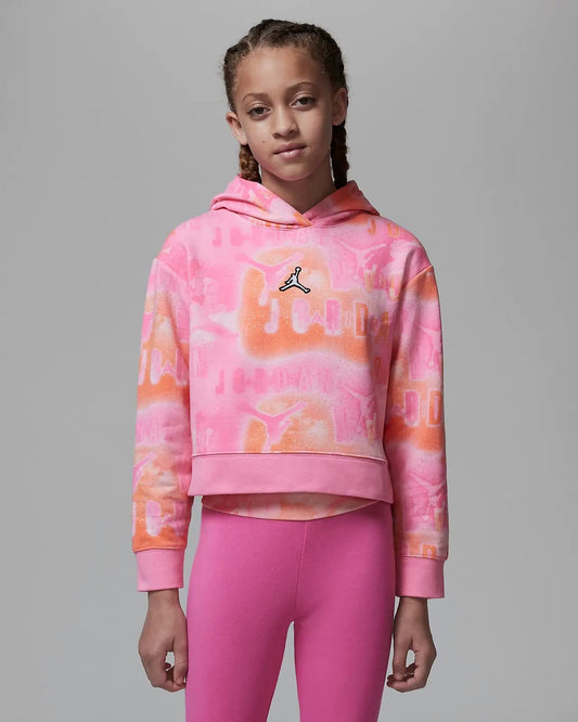 Jordan Girls Essentials AOP Boxy Teen Hoodie - Pink