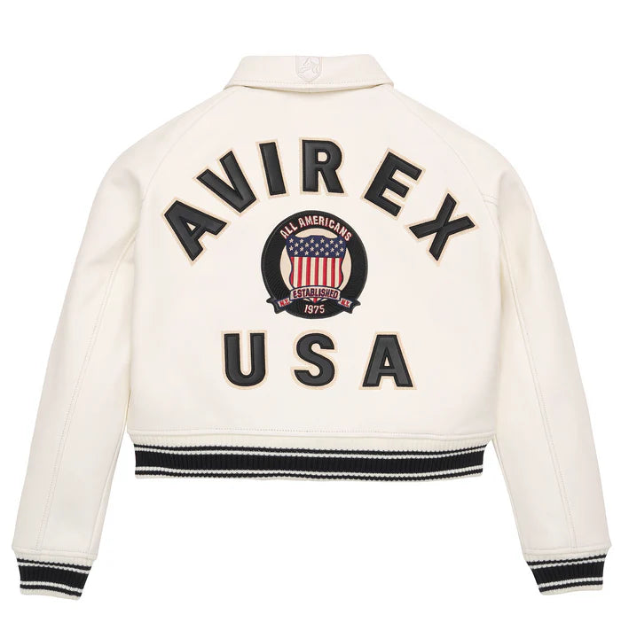CROPPED AVIREX U.S.A. CLASSIC ICON LEATHER JACKET