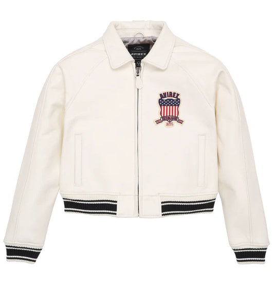 CROPPED AVIREX U.S.A. CLASSIC ICON LEATHER JACKET