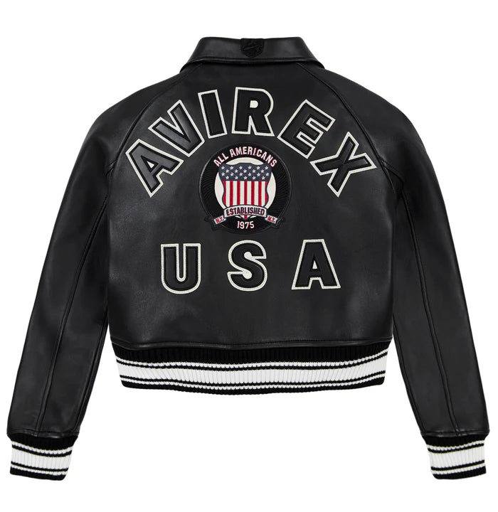 CROPPED AVIREX U.S.A. CLASSIC ICON LEATHER JACKET