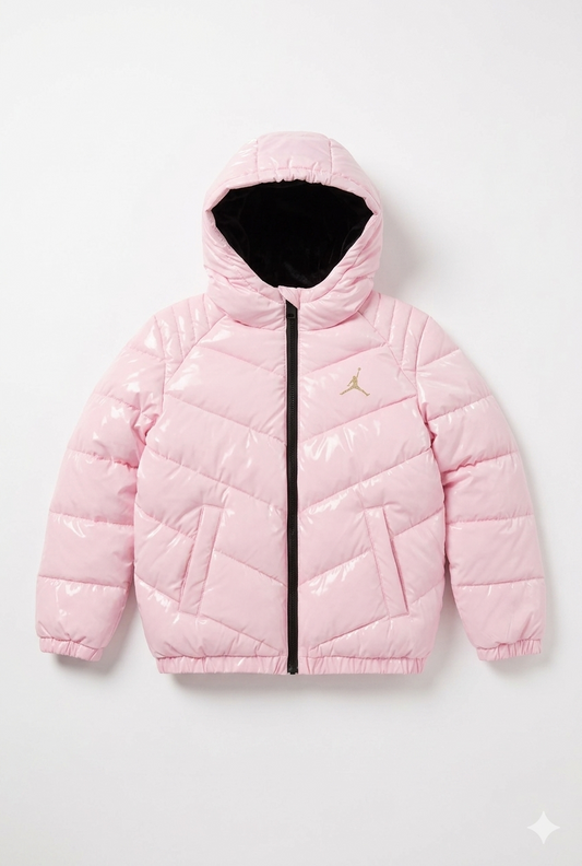 JORDAN SHINY CHEVRON QUILTED PUFFER JACKET