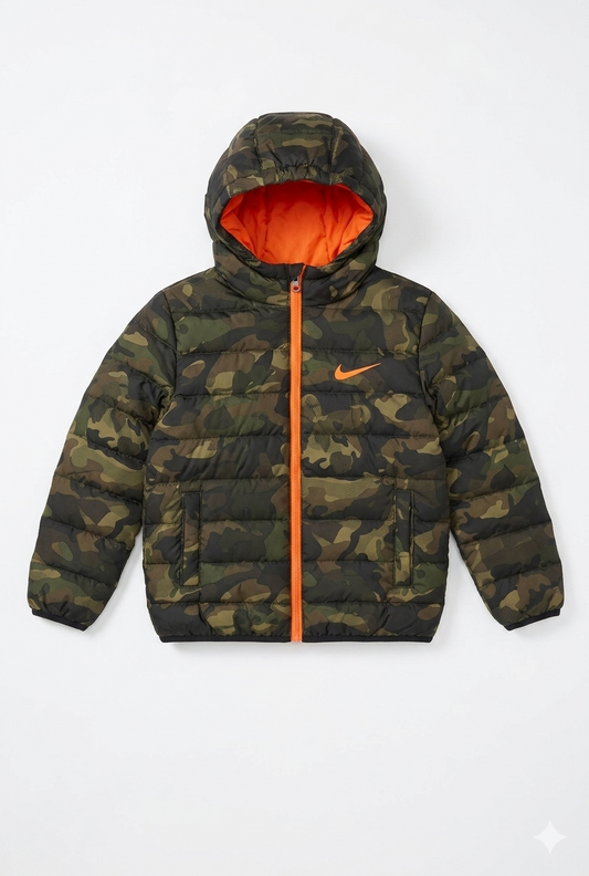 NIKE CAMO HOODED PUFFER JACKET TODDLER