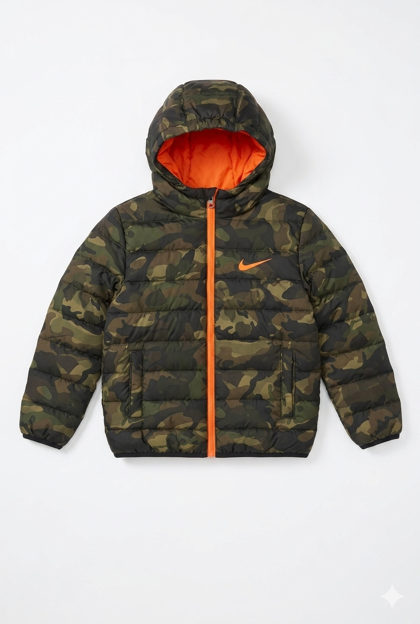 NIKE CAMO HOODED PUFFER JACKET TODDLER