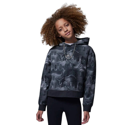 Jordan Girls Essentials AOP Boxy Teen Hoodie - Black