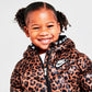 Nike Little Kids' Printed Hooded Puffer Jacket in Brown
